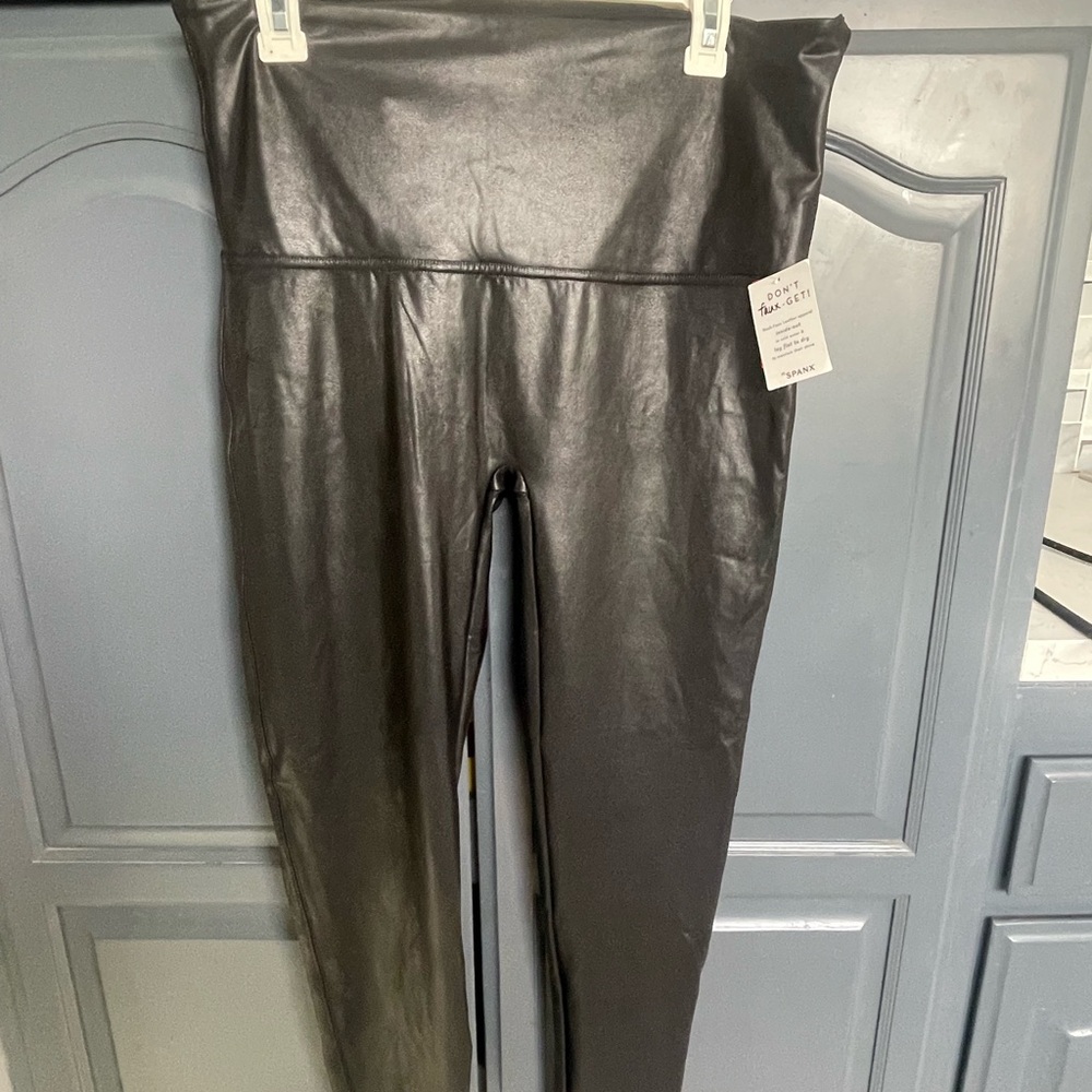 SPANX Shiny Black Faux Leather Leggings